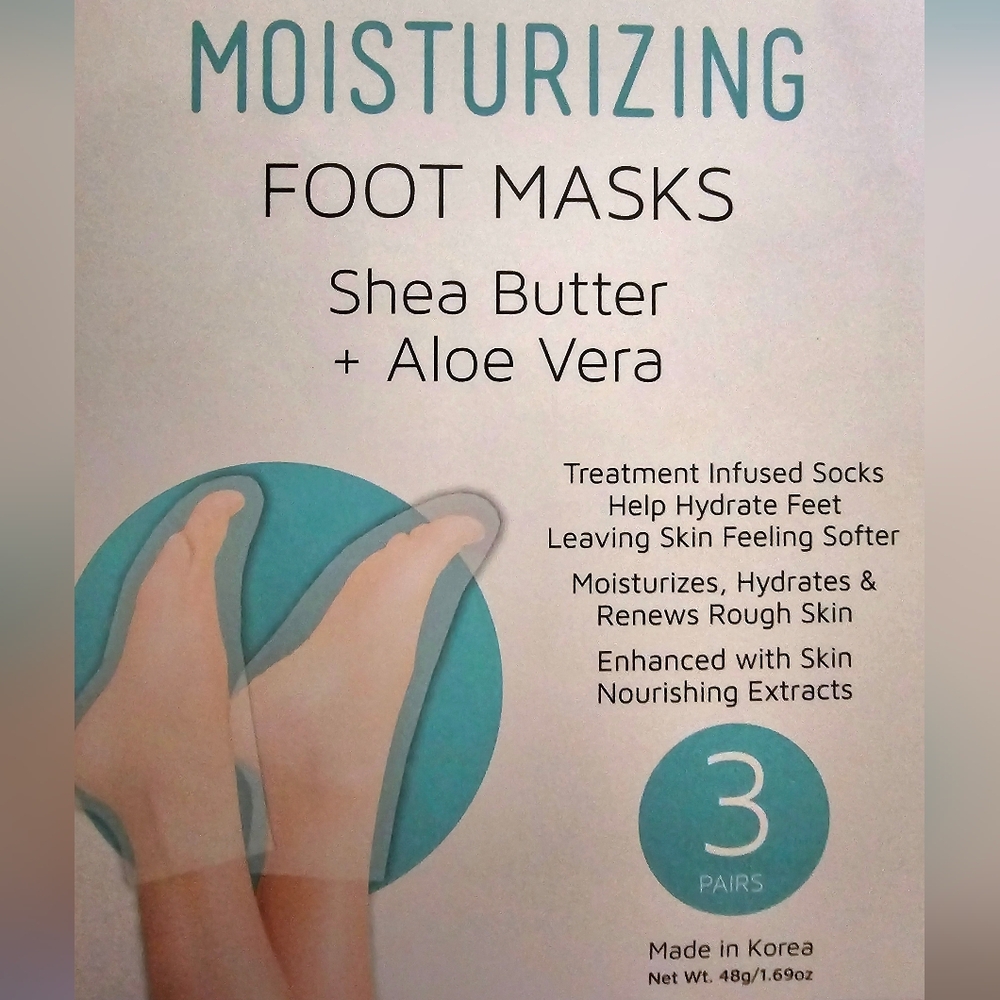 Precision Beauty Moisturizing Foot Masks ~ Shea Butter + Aloe Vera ~ 3 Pairs